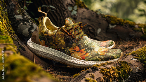 stylish and vibrant pair of a nature-inspired pair of sports shoe