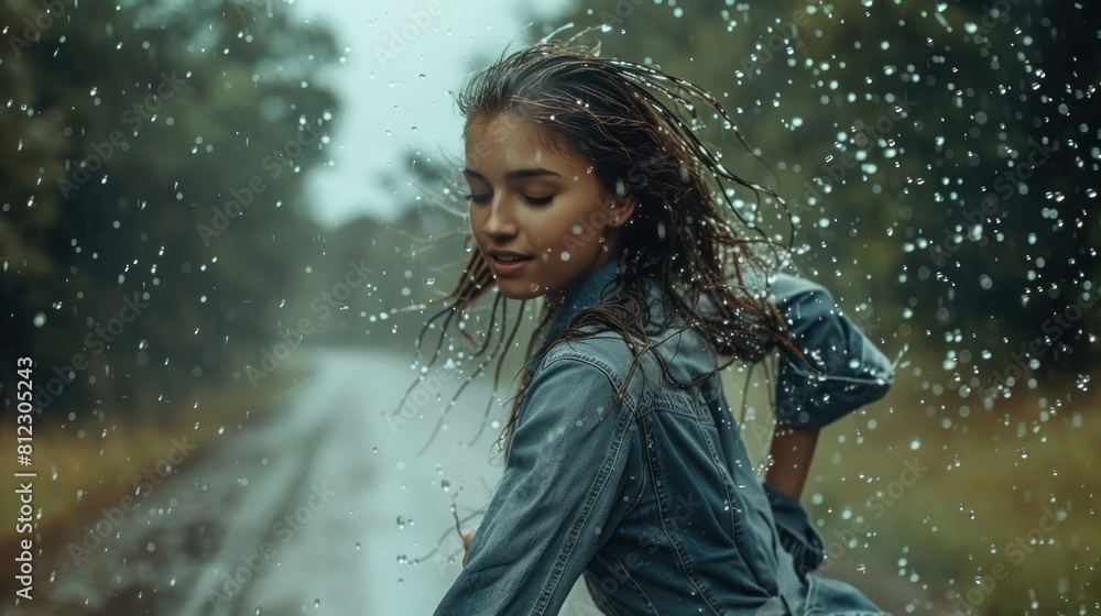 a beautiful woman was caught in the rain a beautiful woman was caught in the rain