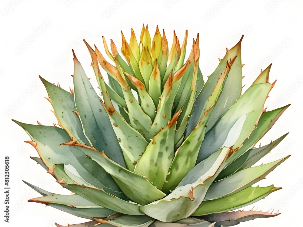 Fototapeta premium Aloe Watercolor Plant Nature Art