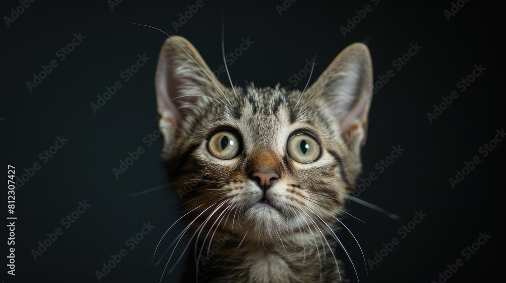 A surprised domestic cat gazes ahead A surprised domestic cat gazes ahead