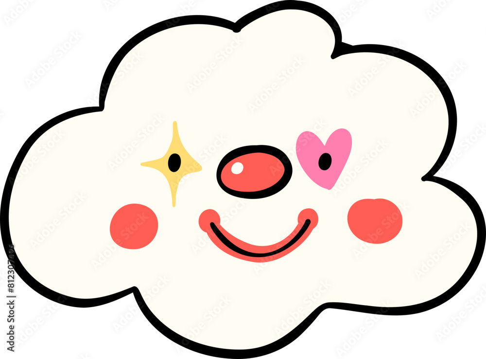 Groovy Clown Cloud, clowncore doodle Groovy Clown Cloud, clowncore doodle
