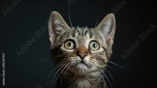 A surprised domestic cat gazes ahead © AkuAku