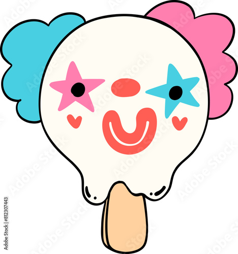 Groovy Clown Ice Cream, clowncore doodle