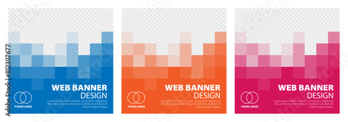 Easy to Customize Square Business Banners. Vector illustration with Space to add pictures. Suitable for social media post, instagram story and web ads.