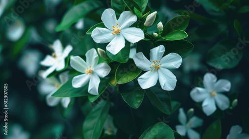 Close up image of crape jasmine plant © AkuAku