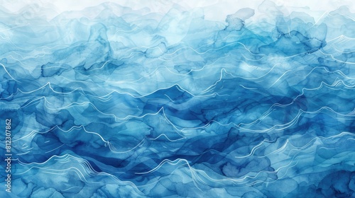 Serene Ocean Waves Painting - A Tranquil Seascape Artwork © Jabrix