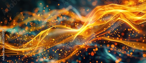 vibrant abstract gold technology  flowing lines and digital aesthetics