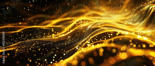 shimmering abstract technology in gold  futuristic digital lines