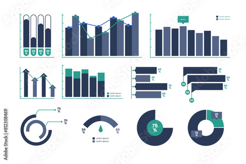 infographic graph and chart vector set. Business graph and chart infographic design elements