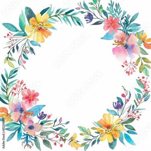 Festive floral frames encircle a blank template