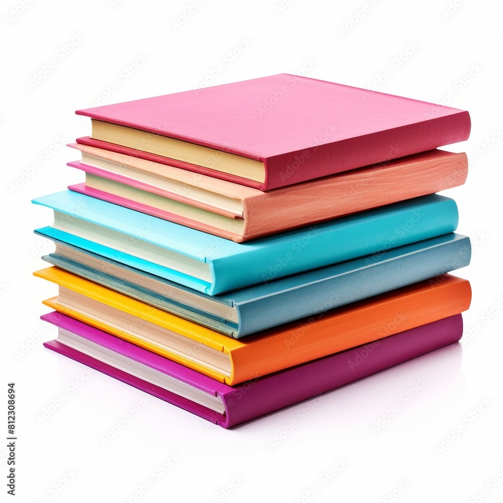 Vibrant stack of multicolored books isolated on white, Ai Generated Vibrant stack of multicolored books isolated on white, Ai Generated