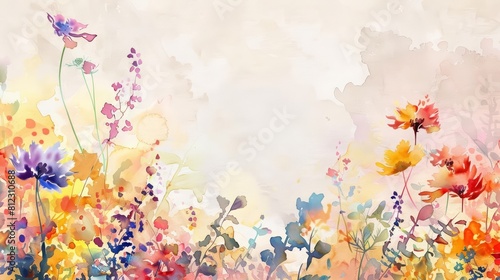 The technology template is subtly enhanced with a watercolor border of wildflowers