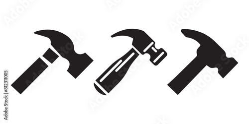 Set of hammer icon on white background