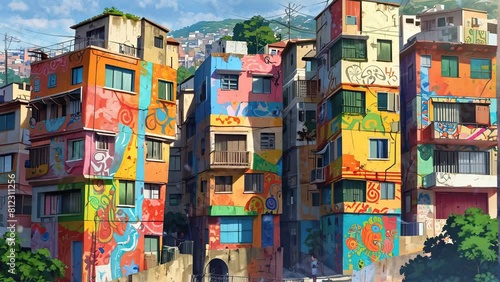 Wallpaper Mural Hilltop House Alive with Color: 4K Looping Video of Lively Scenes Torontodigital.ca