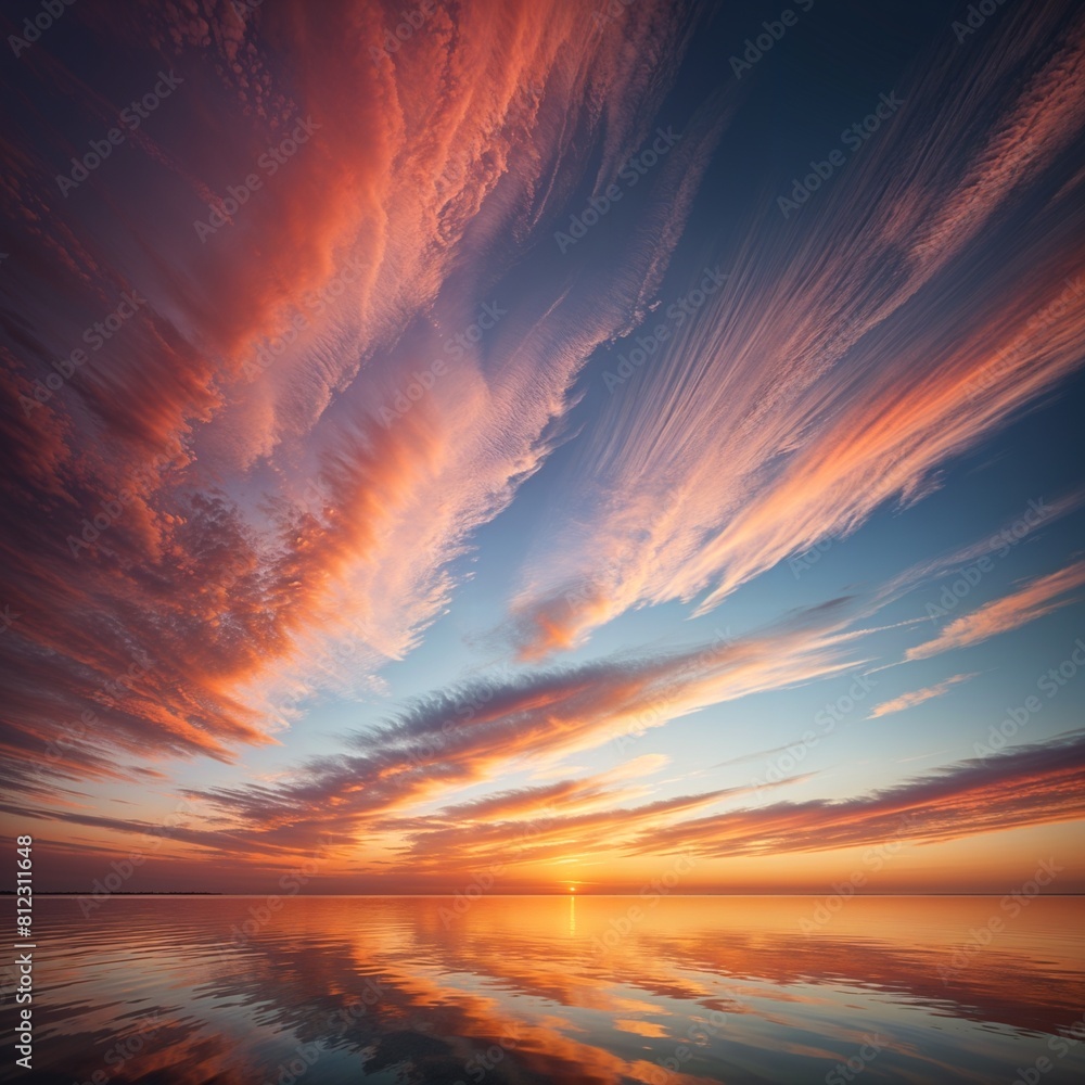 Fototapeta premium Calm and Tranquil Sunrise Sky with Vibrant Colors