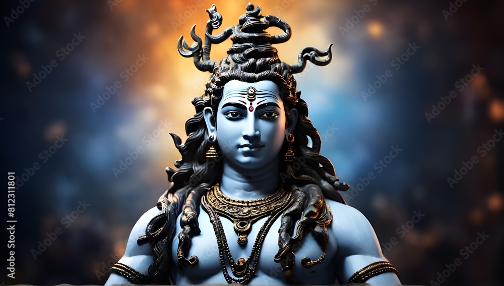 God Shiva. Portrait with selective focus and copy space generate ai God Shiva. Portrait with selective focus and copy space generate ai