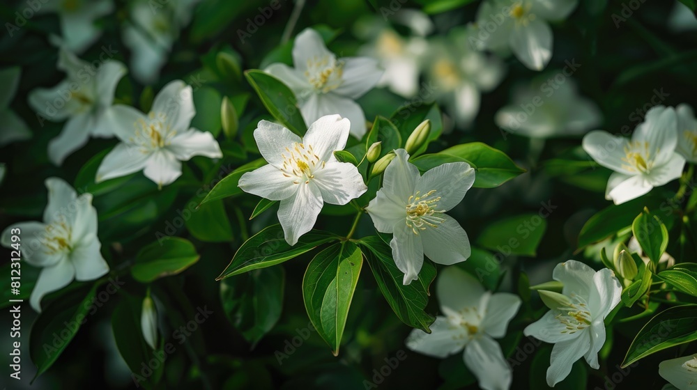 Beautiful white flowers with green foliage Beautiful white flowers with green foliage