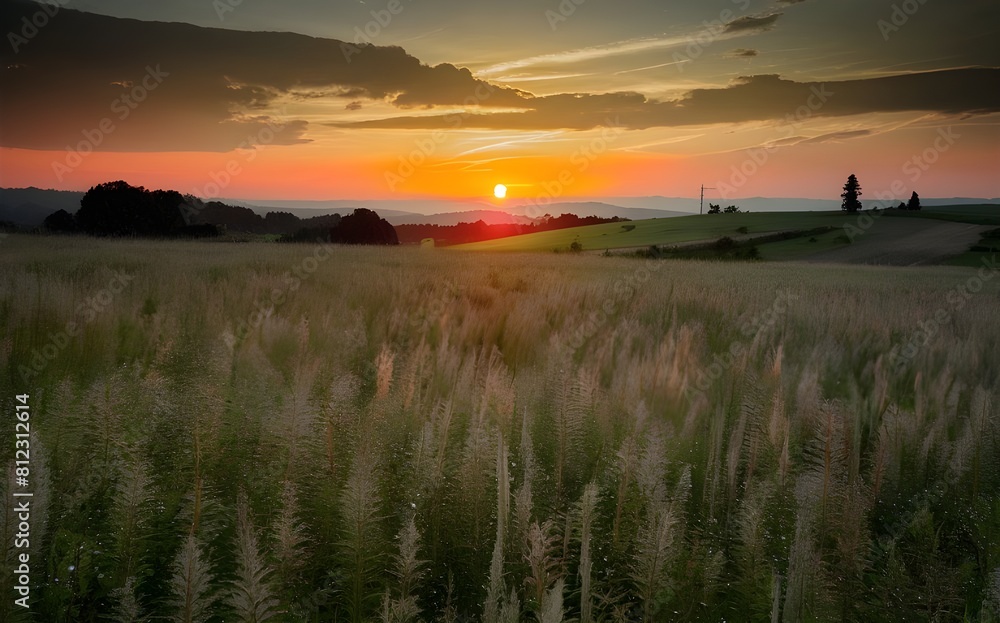 Obraz premium sunset over the field