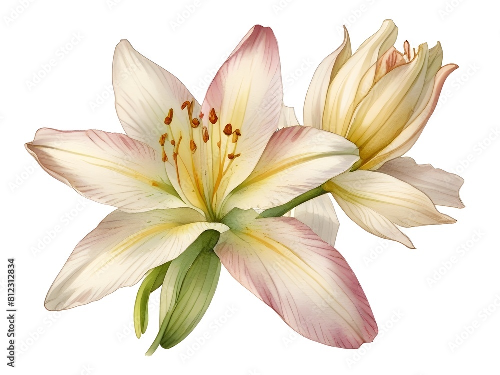 Fototapeta premium Anthericum Flower Watercolor Plant Nature Art