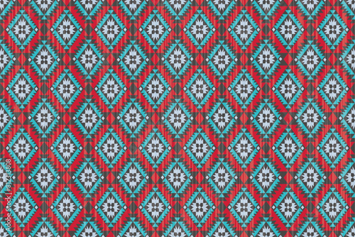 Navajo tribal vector seamless pattern. Native American ornament. Ethnic South Western decor style. Ikat Boho geometric ornament. Vector seamless pattern. Mexican blanket  rug. Woven carpet 