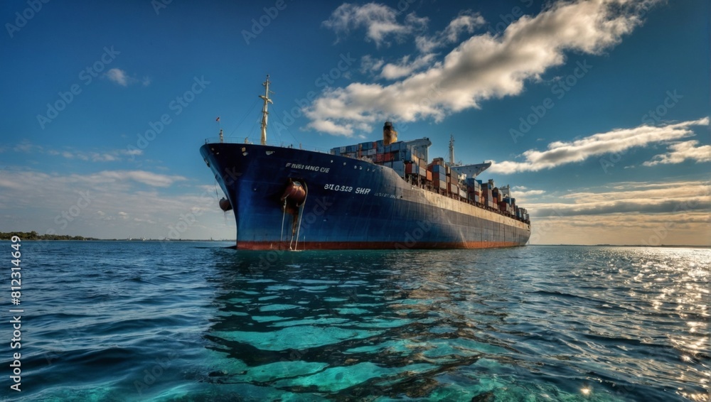 Cargo ships transport goods at sea