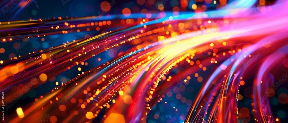 Web banner of glowing data cables transferring information inside computer server, internet connection. Web banner of glowing data cables transferring information inside computer server, internet connection.