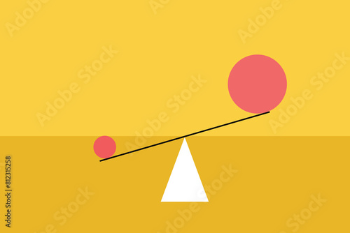 Scale balancing one big ball and small one. Concept of harmony and balance. work life balance