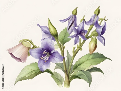 Ashleaved Trumpetflower Flower Watercolor Plant Nature Art
 photo