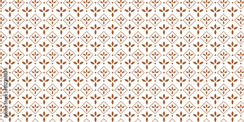 Golden and white abstract seamless geometric floral pattern. Monochrome texture background.