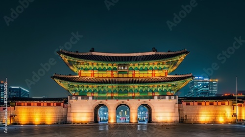 Illuminated Gwanghwamun Gate