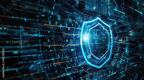 Futuristic Cyber Security Shield Background