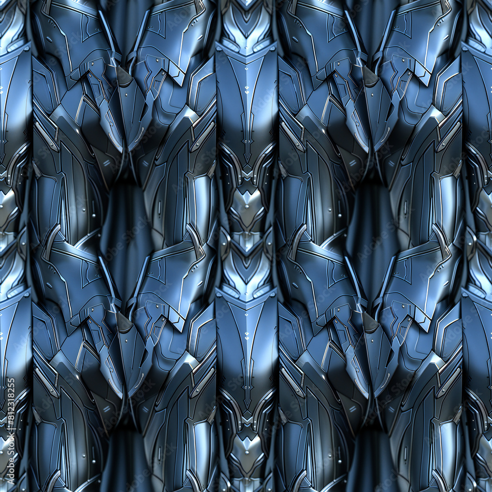 Fototapeta premium Abstract Futuristic Robotic Armor Network. Seamless Repeatable Background