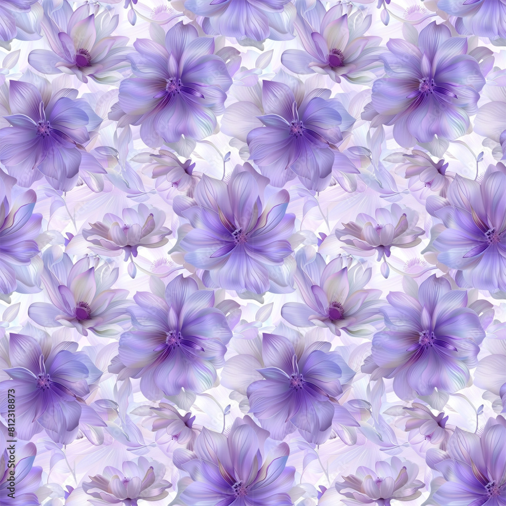 Floral purple color, form natural, seamless fabric pattern.