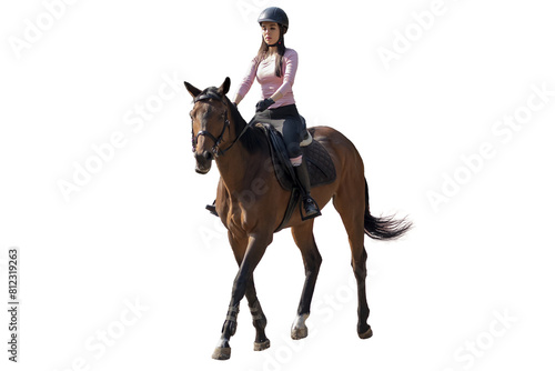 Young mexican woman riding a horse in the arena of an equestrian center