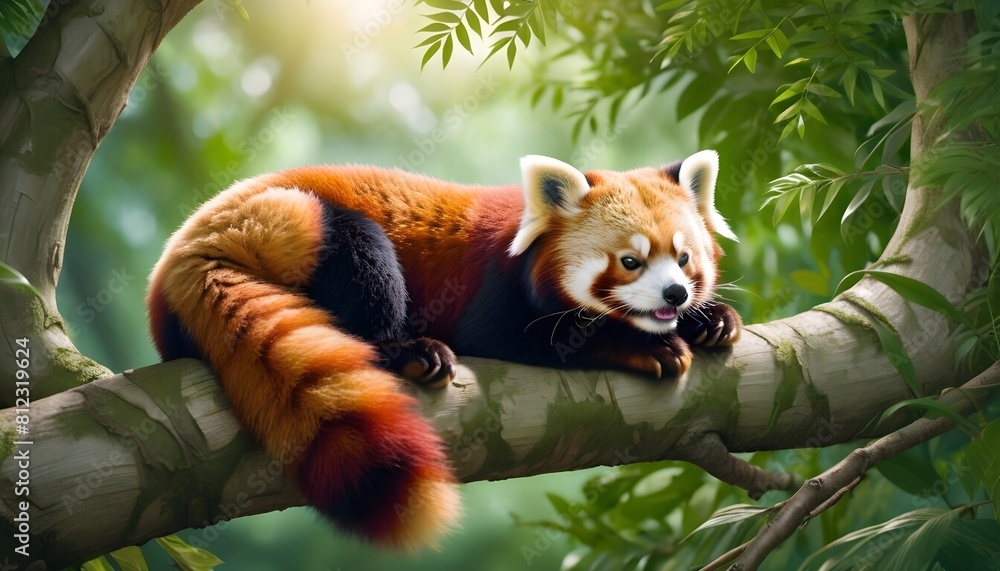 Red panda on tree Red panda on tree