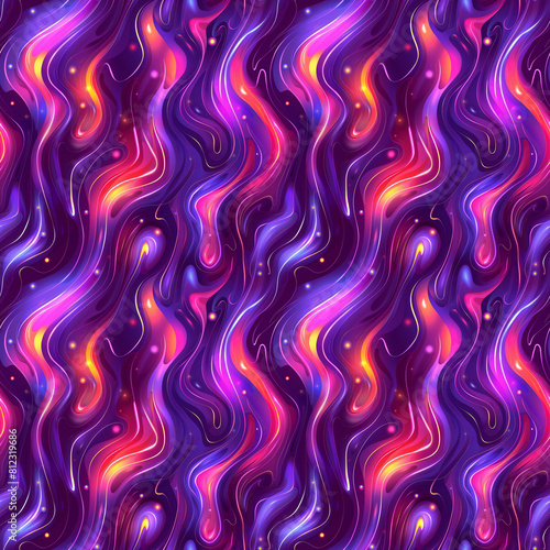 Mystical Inferno: Ethereal Flame-Like Patterns with Radiant Purple Tones. Seamless Repeatable Background.