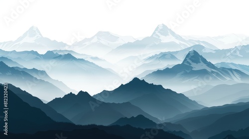 A Minimalist Illustration Of Mountains Against A White Background © Jabrix