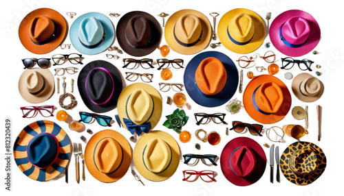 glasses hats adorned ensemble people vibrant eccentric group hat goggles gathering playful whimsical ornamented array fashion stylish unique accessory quirky fashionable creative imaginative artistic