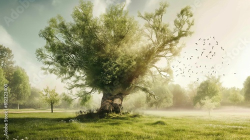 Large Tree Standing in Field photo