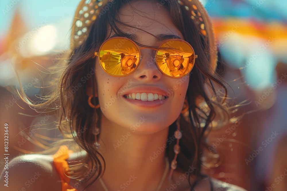 Beautiful young woman having fun at music festival, G Beautiful young woman having fun at music festival, G