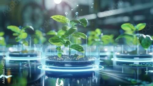 Agricultural technologies for growing plants and scientific research concept created with generative Ai technology. photo