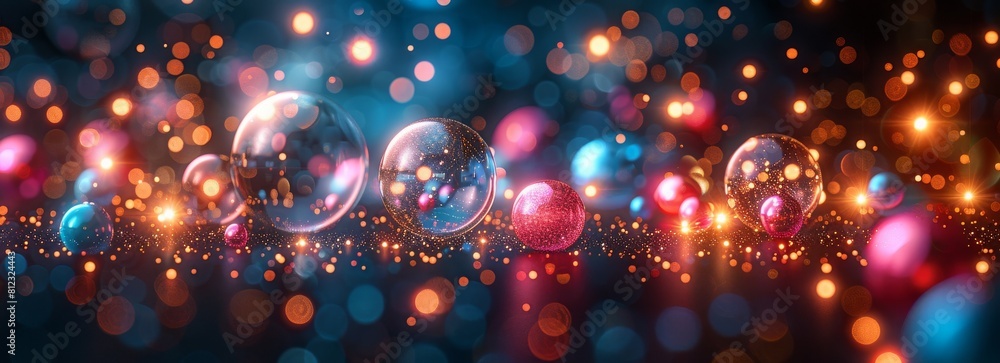 glowing lights particle and bubbles bokeh background, shiny glamour bubble particle isolated in glowing background glowing lights particle and bubbles bokeh background, shiny glamour bubble particle isolated in glowing background