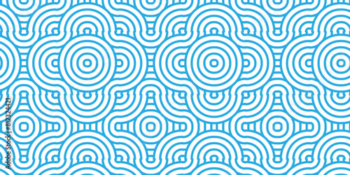  Overlapping Pattern Minimal diamond geometric waves spiral and abstract circle wave line. blue color seamless tile stripe geometric create retro square line backdrop pattern background.