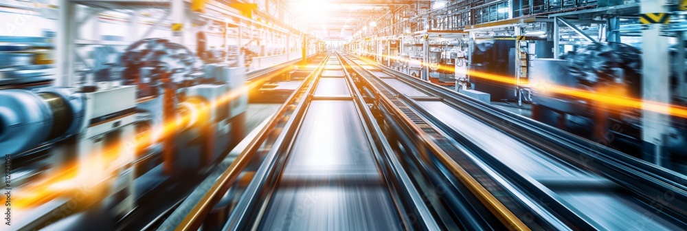 A dynamic industrial image capturing the essence of manufacturing speed with motion blur A dynamic industrial image capturing the essence of manufacturing speed with motion blur
