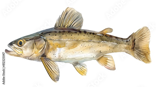 Fresh Haddock Fish on White Background: Seafood Delight, colorful illustration  photo