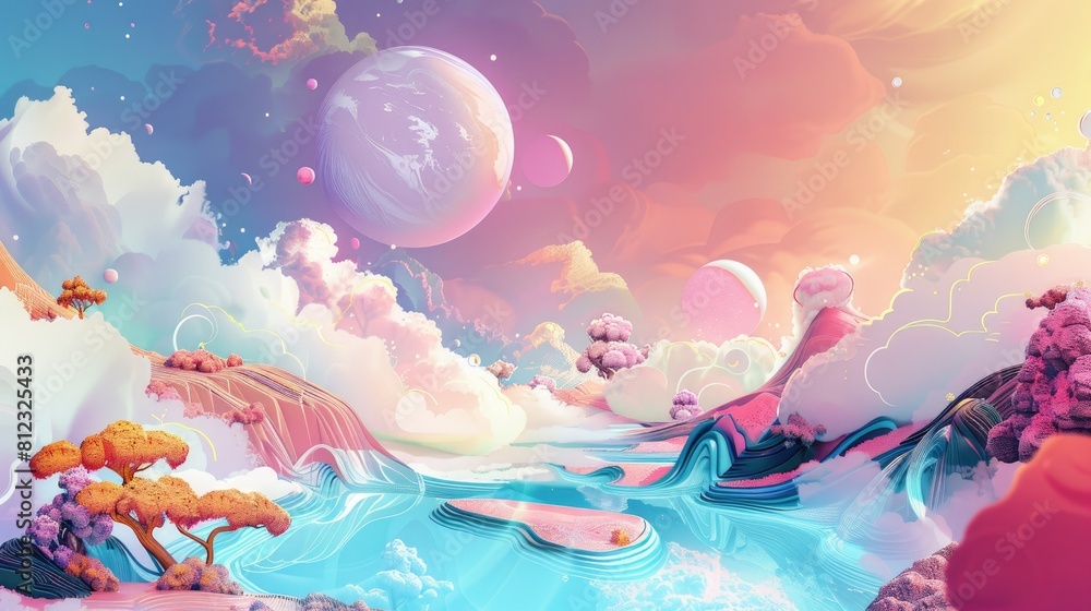 Within Surreal Dreamland Landscapes, Fantastical Elements And Imaginative Realms Converge, Inspiring Abstract-Themed Artwork In A Dreamlike Setting