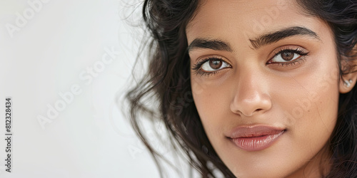 portrait of an attractive young Indian woman with beautiful eyes, generative AI photo