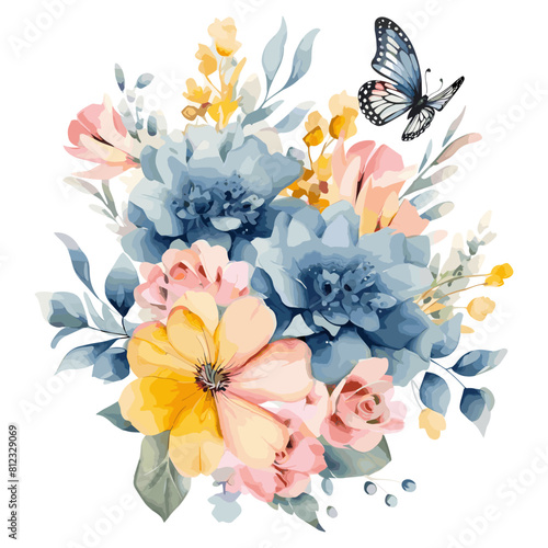 a painting of flowers and butterflies is shown in this image