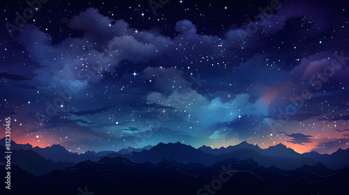 A vibrant illustration of the night sky illustration abstract decorative painting