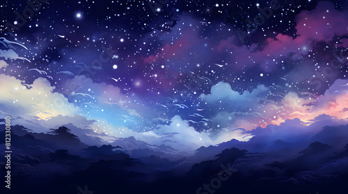 A vibrant illustration of the night sky illustration abstract decorative painting